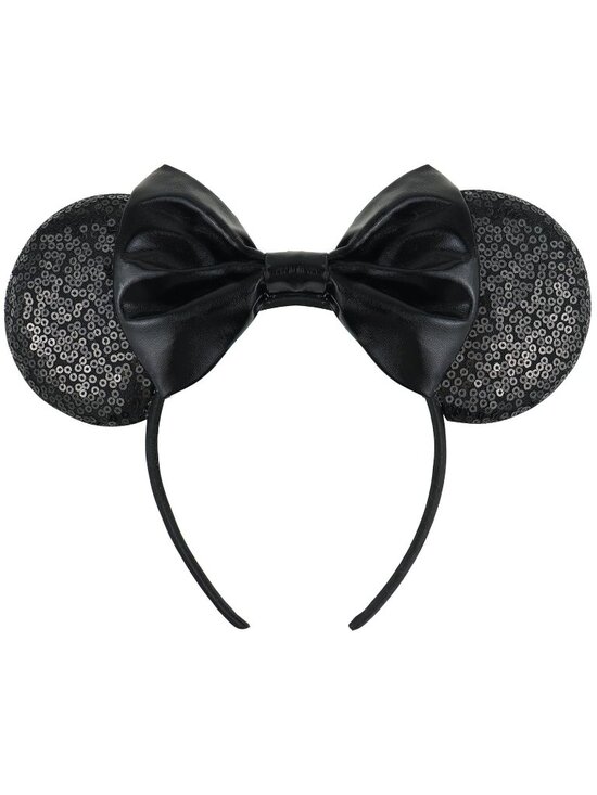 Women\'s Sequin Black Polyester Sequin Bow Mickey Mouse Headband Hair Accessory